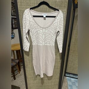 Women’s Knit Bodycon Carmen 3/4 Sleeve Midi Dress